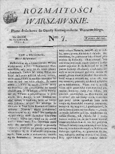 Rozmaitości Warszawskie : pismo dodatkowe do Gazety Korrespondenta Warszawskiego. 1824. Nr 7