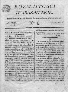 Rozmaitości Warszawskie : pismo dodatkowe do Gazety Korrespondenta Warszawskiego. 1824. Nr 8