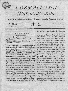 Rozmaitości Warszawskie : pismo dodatkowe do Gazety Korrespondenta Warszawskiego. 1824. Nr 9