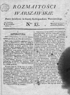 Rozmaitości Warszawskie : pismo dodatkowe do Gazety Korrespondenta Warszawskiego. 1824. Nr 13