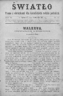 Światło : pismo z obrazkami dla katolickich rodzin polskich. Rok XI. 1897, nr 41