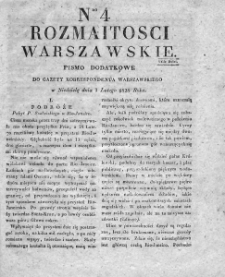Rozmaitości Warszawskie : pismo dodatkowe do Gazety Korrespondenta Warszawskiego. 1828. Nr 4