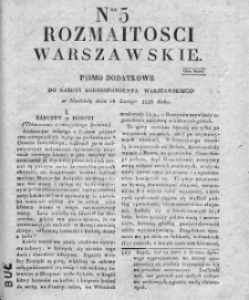 Rozmaitości Warszawskie : pismo dodatkowe do Gazety Korrespondenta Warszawskiego. 1828. Nr 5