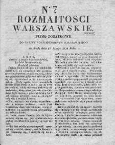 Rozmaitości Warszawskie : pismo dodatkowe do Gazety Korrespondenta Warszawskiego. 1828. Nr 7