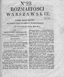 Rozmaitości Warszawskie : pismo dodatkowe do Gazety Korrespondenta Warszawskiego. 1828. Nr 22