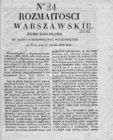 Rozmaitości Warszawskie : pismo dodatkowe do Gazety Korrespondenta Warszawskiego. 1828. Nr 24