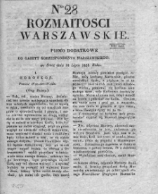 Rozmaitości Warszawskie : pismo dodatkowe do Gazety Korrespondenta Warszawskiego. 1828. Nr 28