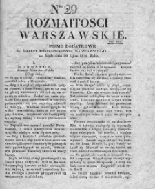 Rozmaitości Warszawskie : pismo dodatkowe do Gazety Korrespondenta Warszawskiego. 1828. Nr 29