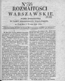 Rozmaitości Warszawskie : pismo dodatkowe do Gazety Korrespondenta Warszawskiego. 1828. Nr 36