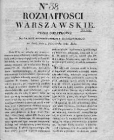 Rozmaitości Warszawskie : pismo dodatkowe do Gazety Korrespondenta Warszawskiego. 1828. Nr 38