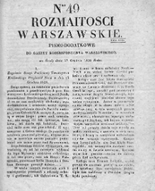 Rozmaitości Warszawskie : pismo dodatkowe do Gazety Korrespondenta Warszawskiego. 1828. Nr 49