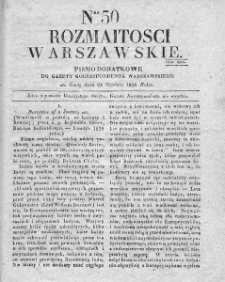 Rozmaitości Warszawskie : pismo dodatkowe do Gazety Korrespondenta Warszawskiego. 1828. Nr 50