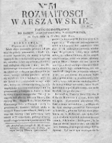 Rozmaitości Warszawskie : pismo dodatkowe do Gazety Korrespondenta Warszawskiego. 1828. Nr 51
