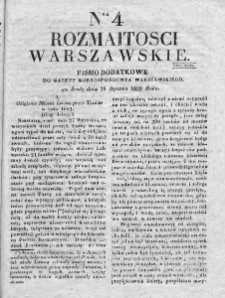 Rozmaitości Warszawskie : pismo dodatkowe do Gazety Korrespondenta Warszawskiego. 1829. Nr 4