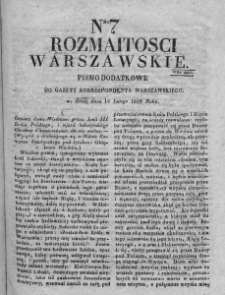 Rozmaitości Warszawskie : pismo dodatkowe do Gazety Korrespondenta Warszawskiego. 1829. Nr 7