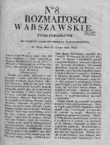 Rozmaitości Warszawskie : pismo dodatkowe do Gazety Korrespondenta Warszawskiego. 1829. Nr 8