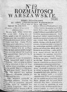 Rozmaitości Warszawskie : pismo dodatkowe do Gazety Korrespondenta Warszawskiego. 1829. Nr 12