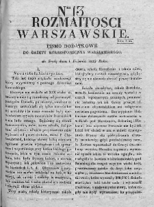 Rozmaitości Warszawskie : pismo dodatkowe do Gazety Korrespondenta Warszawskiego. 1829. Nr 13