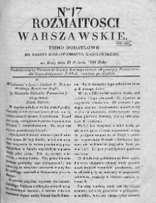 Rozmaitości Warszawskie : pismo dodatkowe do Gazety Korrespondenta Warszawskiego. 1829. Nr 17