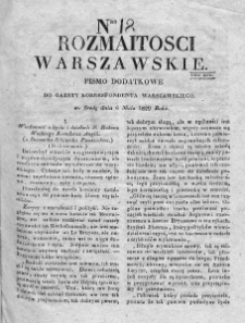 Rozmaitości Warszawskie : pismo dodatkowe do Gazety Korrespondenta Warszawskiego. 1829. Nr 18