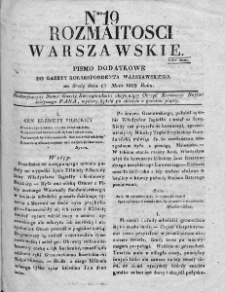 Rozmaitości Warszawskie : pismo dodatkowe do Gazety Korrespondenta Warszawskiego. 1829. Nr 19