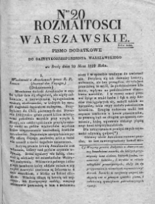 Rozmaitości Warszawskie : pismo dodatkowe do Gazety Korrespondenta Warszawskiego. 1829. Nr 20