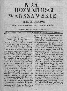 Rozmaitości Warszawskie : pismo dodatkowe do Gazety Korrespondenta Warszawskiego. 1829. Nr 24