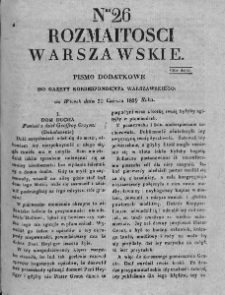 Rozmaitości Warszawskie : pismo dodatkowe do Gazety Korrespondenta Warszawskiego. 1829. Nr 26