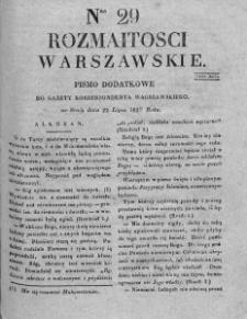 Rozmaitości Warszawskie : pismo dodatkowe do Gazety Korrespondenta Warszawskiego. 1829. Nr 29