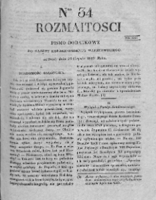 Rozmaitości Warszawskie : pismo dodatkowe do Gazety Korrespondenta Warszawskiego. 1829. Nr 34