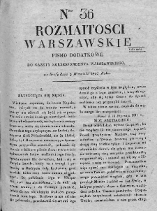 Rozmaitości Warszawskie : pismo dodatkowe do Gazety Korrespondenta Warszawskiego. 1829. Nr 36
