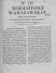 Rozmaitości Warszawskie : pismo dodatkowe do Gazety Korrespondenta Warszawskiego. 1829. Nr 38