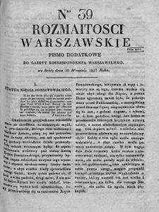 Rozmaitości Warszawskie : pismo dodatkowe do Gazety Korrespondenta Warszawskiego. 1829. Nr 39