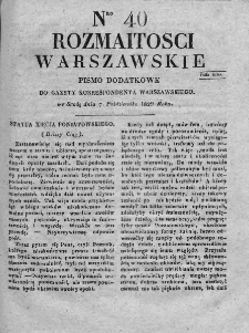 Rozmaitości Warszawskie : pismo dodatkowe do Gazety Korrespondenta Warszawskiego. 1829. Nr 40