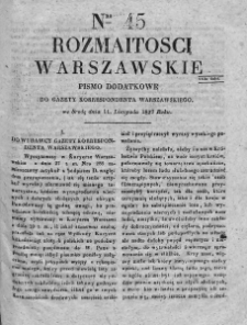 Rozmaitości Warszawskie : pismo dodatkowe do Gazety Korrespondenta Warszawskiego. 1829. Nr 45