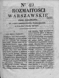 Rozmaitości Warszawskie : pismo dodatkowe do Gazety Korrespondenta Warszawskiego. 1829. Nr 49