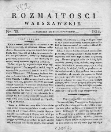 Rozmaitości Warszawskie : pismo dodatkowe do Gazety Korrespondenta Warszawskiego. 1834. Nr 79