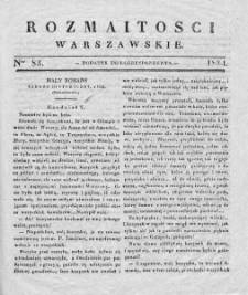 Rozmaitości Warszawskie : pismo dodatkowe do Gazety Korrespondenta Warszawskiego. 1834. Nr 83