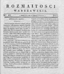 Rozmaitości Warszawskie : pismo dodatkowe do Gazety Korrespondenta Warszawskiego. 1834. Nr 92
