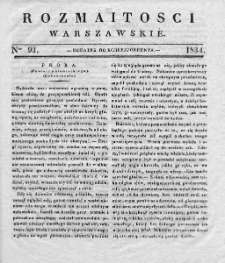 Rozmaitości Warszawskie : pismo dodatkowe do Gazety Korrespondenta Warszawskiego. 1834. Nr 93