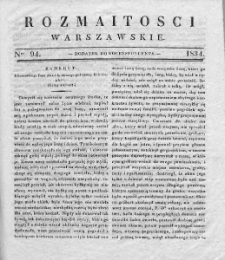 Rozmaitości Warszawskie : pismo dodatkowe do Gazety Korrespondenta Warszawskiego. 1834. Nr 94