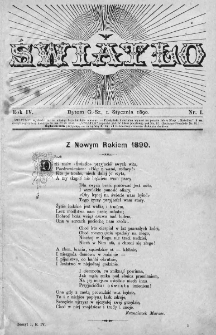 Światło : pismo ludowe ilustrowane. Rok IV. 1890, nr 1