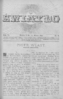 Światło : pismo ludowe ilustrowane. Rok VI. 1892, nr 6
