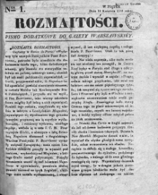 Rozmaitości : pismo dodatkowe do Gazety Warszawskiej. 1833, nr 1