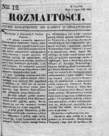 Rozmaitości : pismo dodatkowe do Gazety Warszawskiej. 1833, nr 12