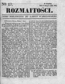 Rozmaitości : pismo dodatkowe do Gazety Warszawskiej. 1833, nr 17