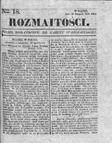 Rozmaitości : pismo dodatkowe do Gazety Warszawskiej. 1833, nr 18