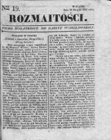 Rozmaitości : pismo dodatkowe do Gazety Warszawskiej. 1833, nr 19