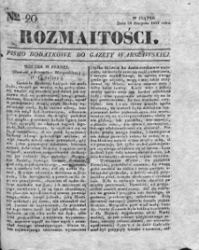 Rozmaitości : pismo dodatkowe do Gazety Warszawskiej. 1833, nr 20