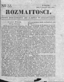 Rozmaitości : pismo dodatkowe do Gazety Warszawskiej. 1833, nr 35